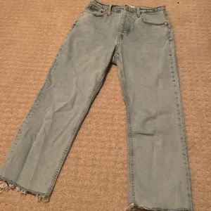 zara light-washed straight jeans